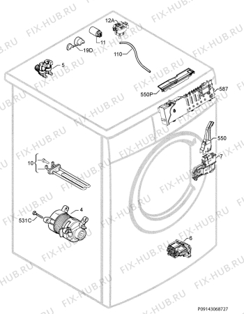 Взрыв-схема стиральной машины Electrolux EWF148315W - Схема узла Electrical equipment 268